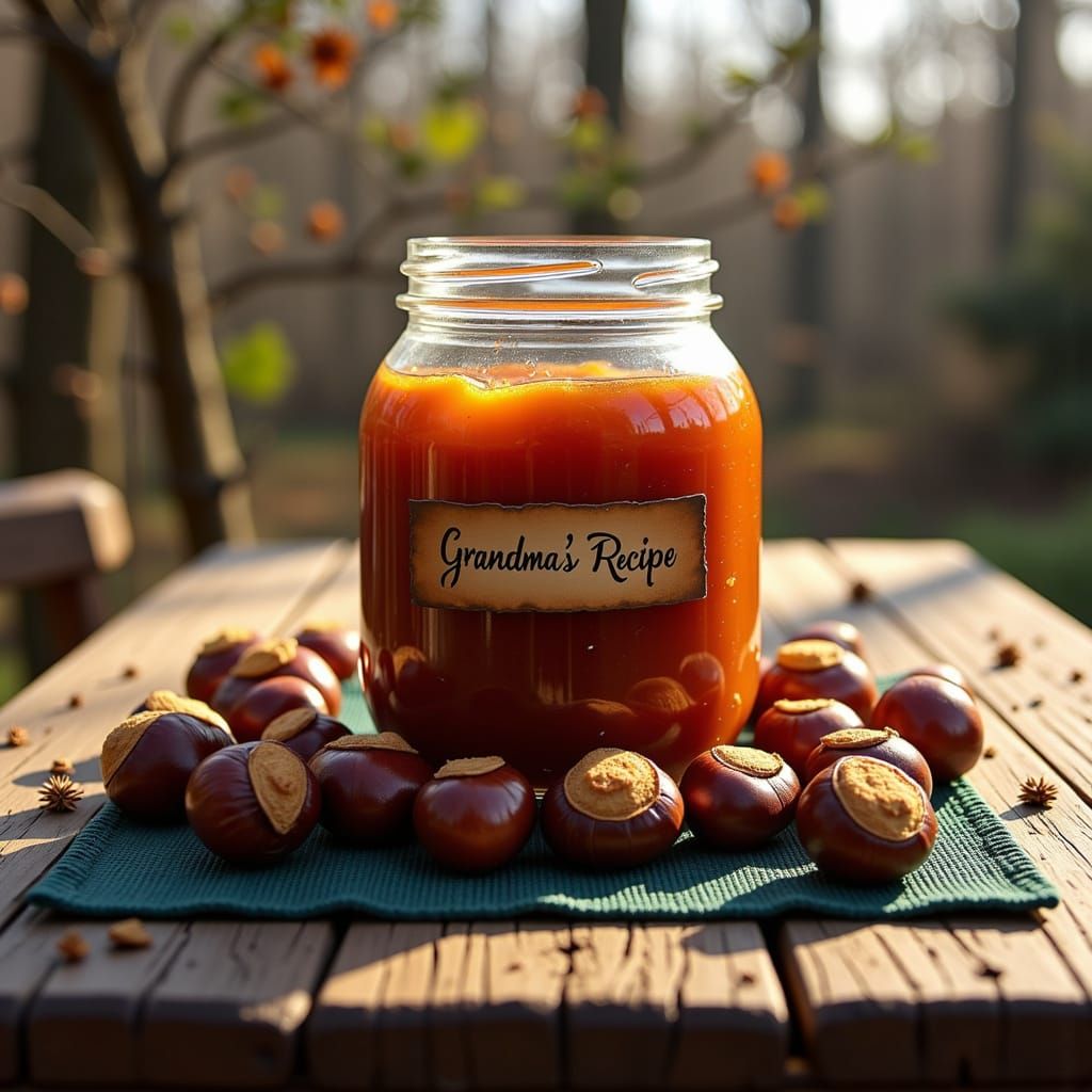 Homemade Chestnut Jam Jar with Candied Chestnuts