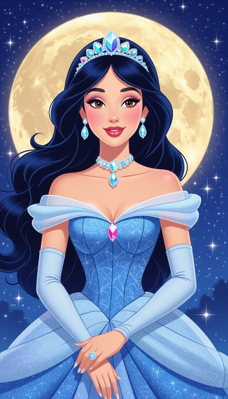 Disney Cinderella Princess in Sparkly Ball Gown Under Full M...