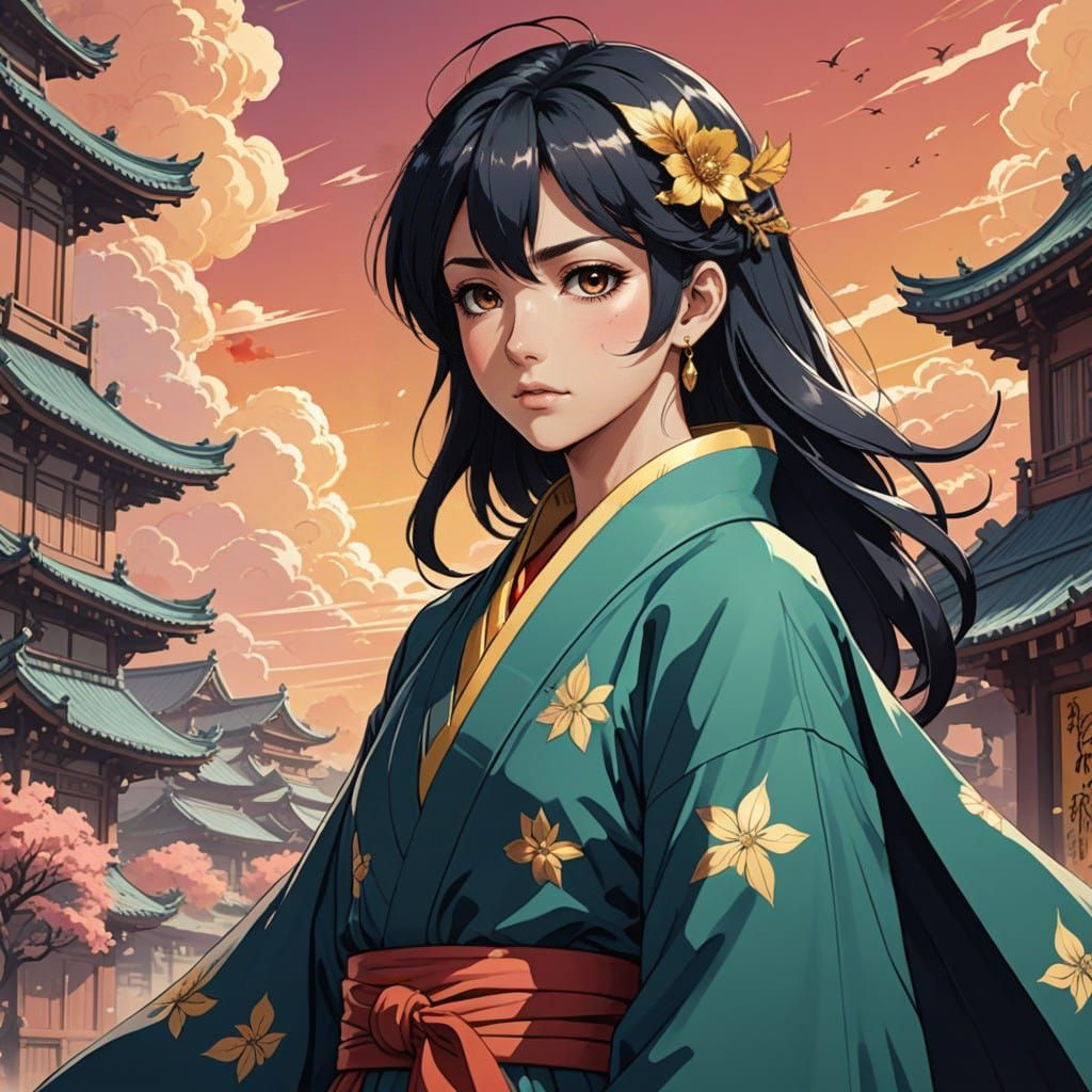 Timeless Anime Beauty in Ancient Style