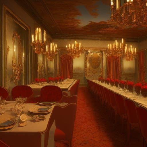 Fantastical French Dinner in Matte Painting Style