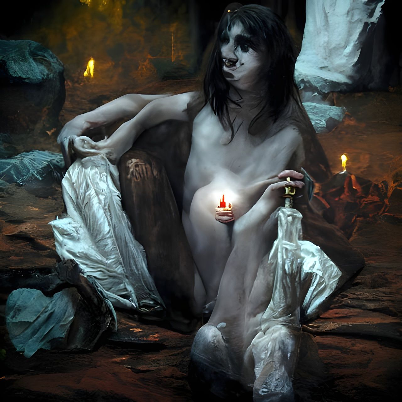 nude young female by candle light.