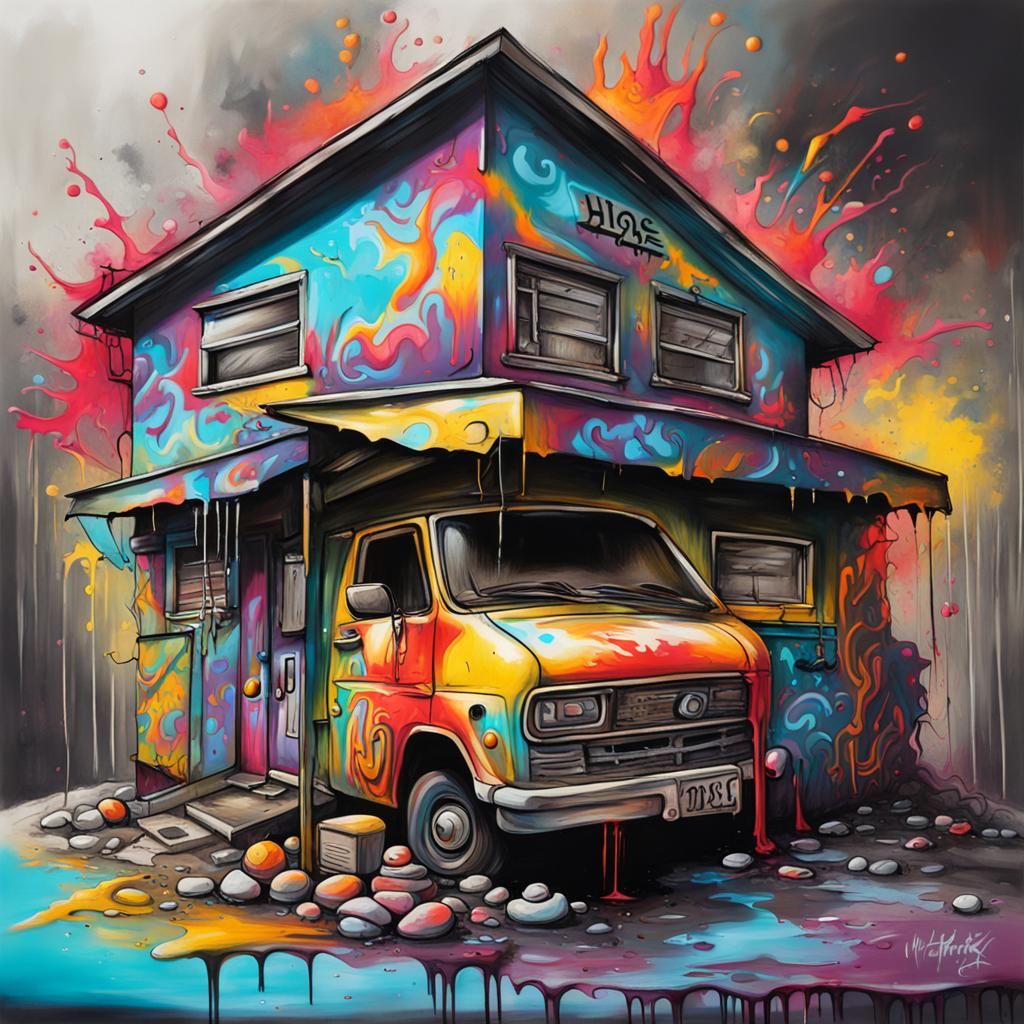 Colorful Graffiti Cheese House Street Art