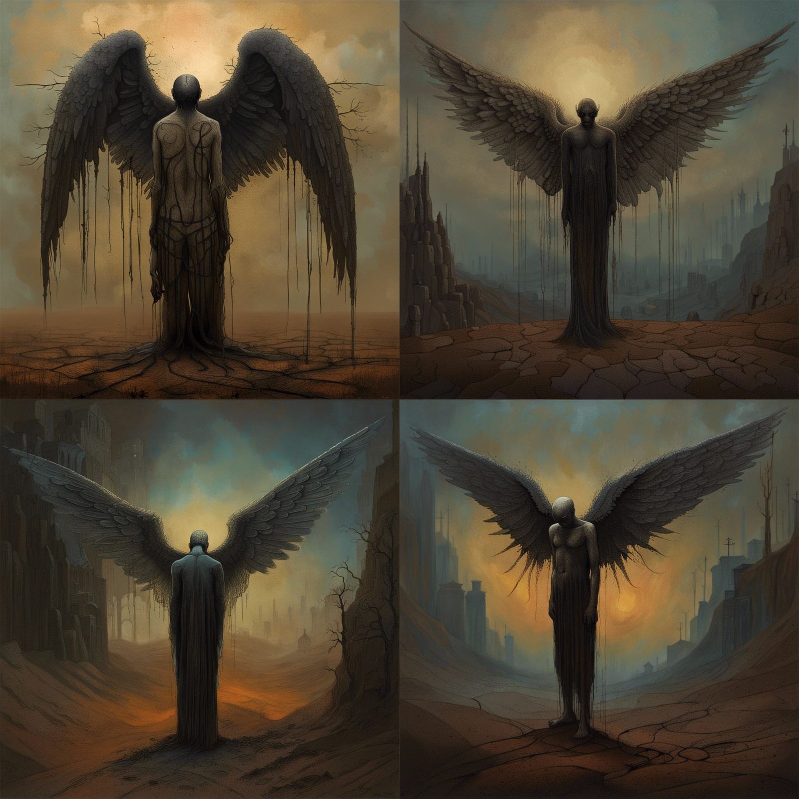 Angel in Post-Apocalyptic Landscape as Matte Painting