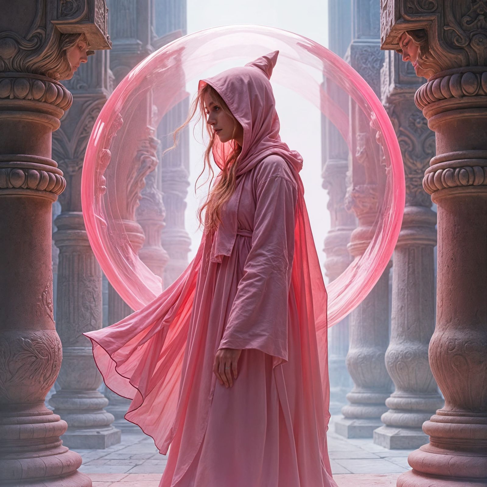 Pink Bubble Wizard in Fairytale Temple
