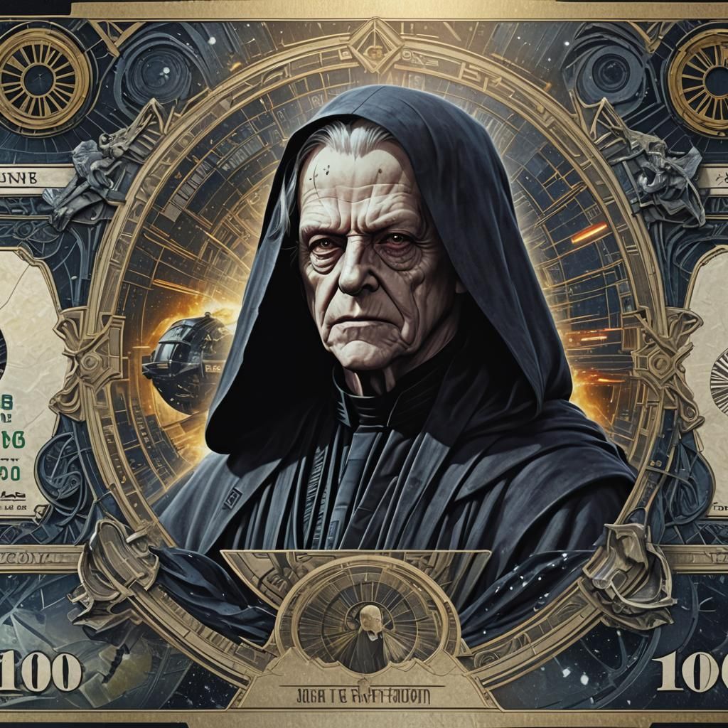 Palpatine Star Wars Art Banknote in Detailed Digital Paintin...