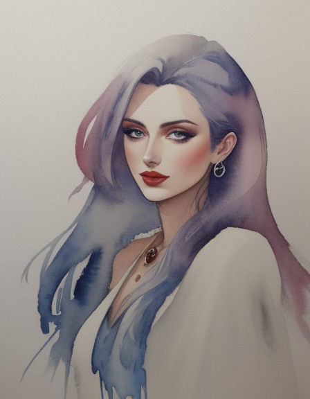 Elegant Female Personification of Pride in Watercolour