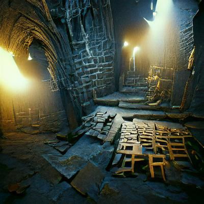 Dystopian Dungeon with Traps in 3D Rendering