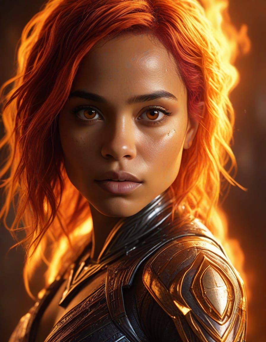 Starfire as Vibrant Comic Book Art Superheroine