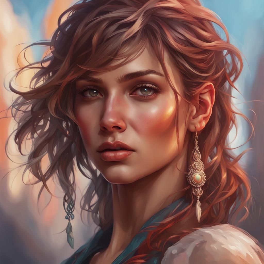 Detailed Portrait of a Woman in Art Nouveau Style