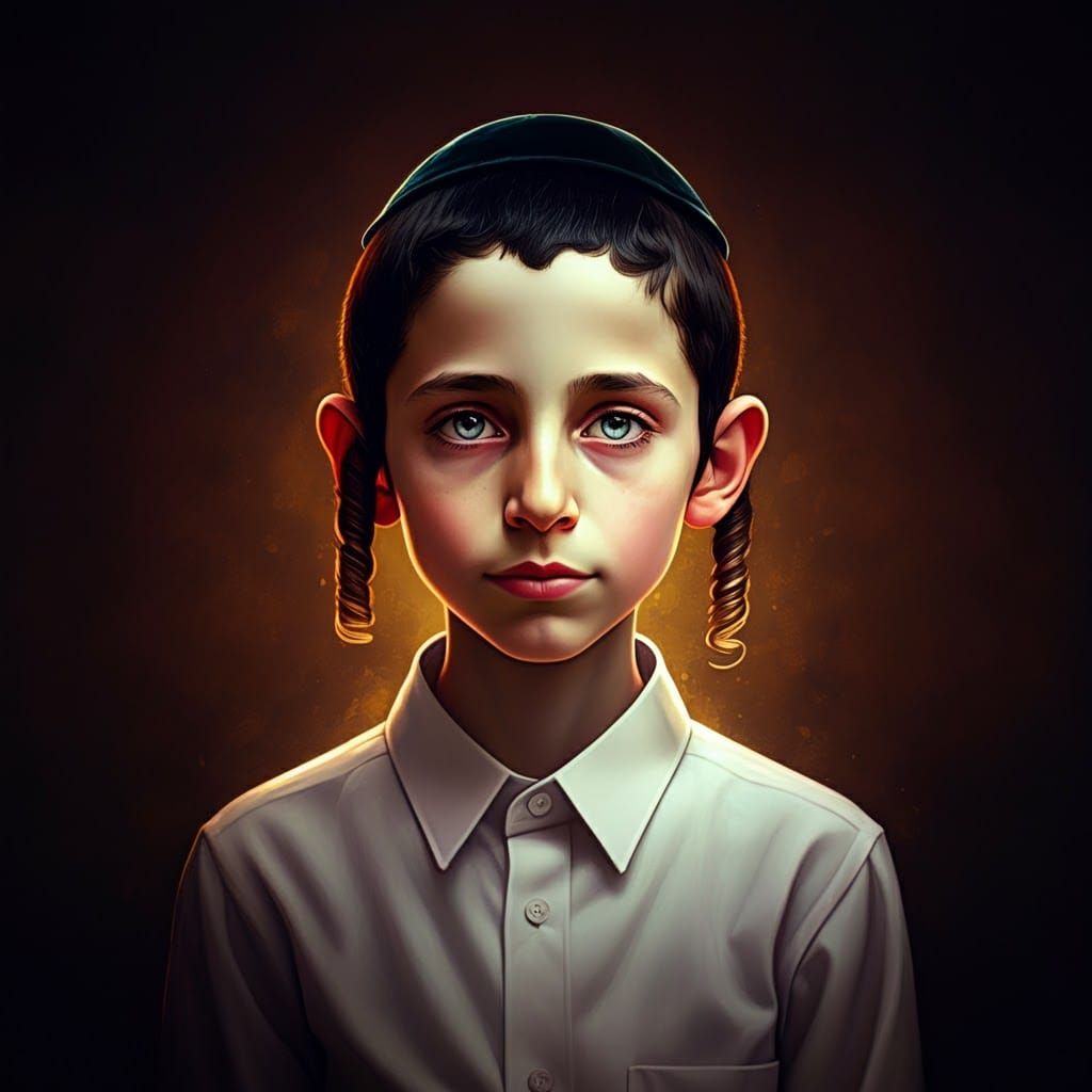 Young Jewish Boy Portrait with Dynamic Lighting