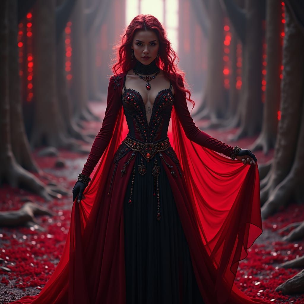 Scarlet Witch Cosplay in Gothic Mystical Realm