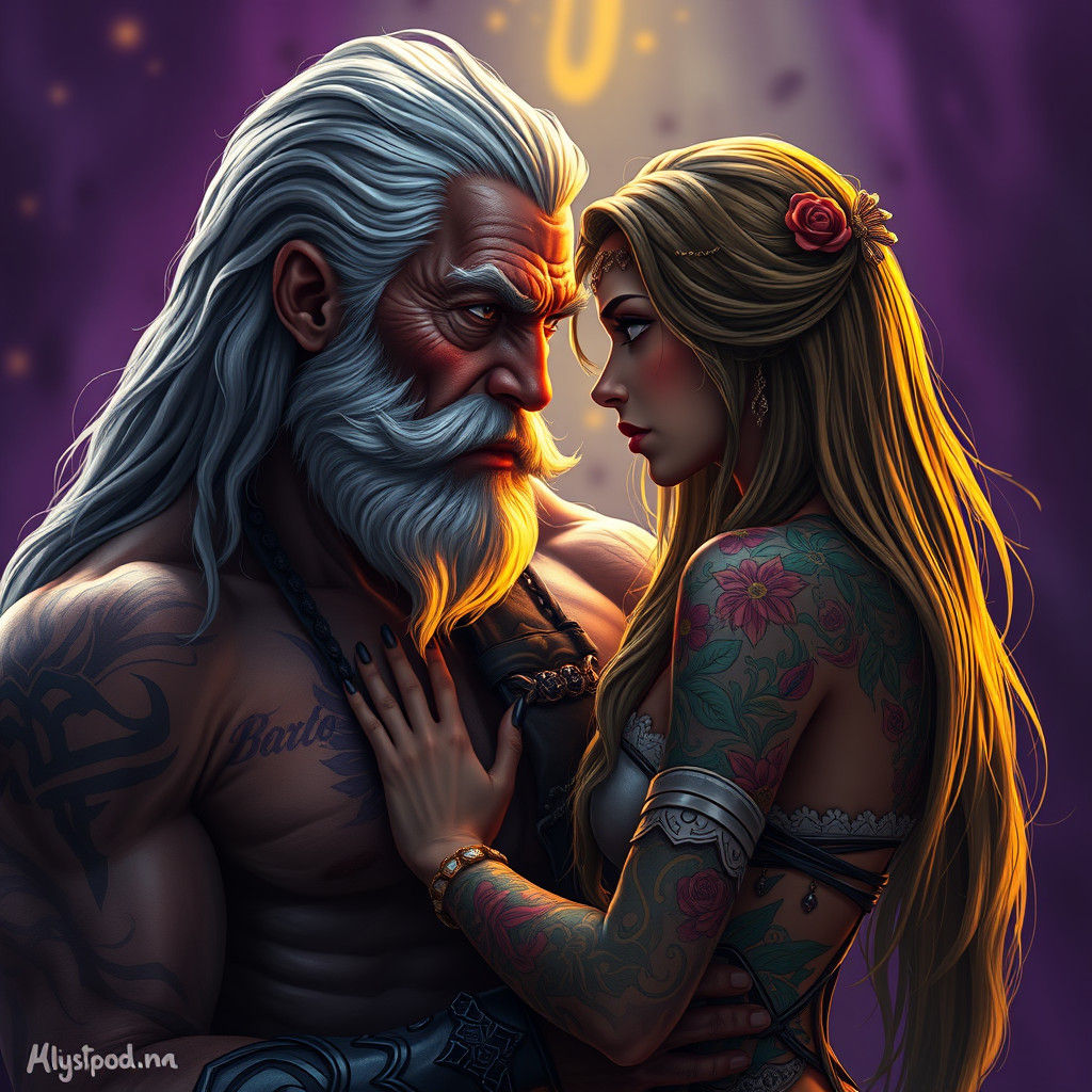 Intense Gaze: Man and Woman in High-Fantasy Style