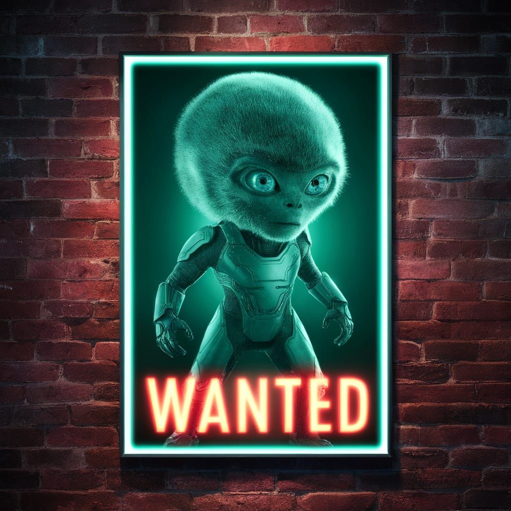 Wanted: Cute Chibi Alien Hologram Poster