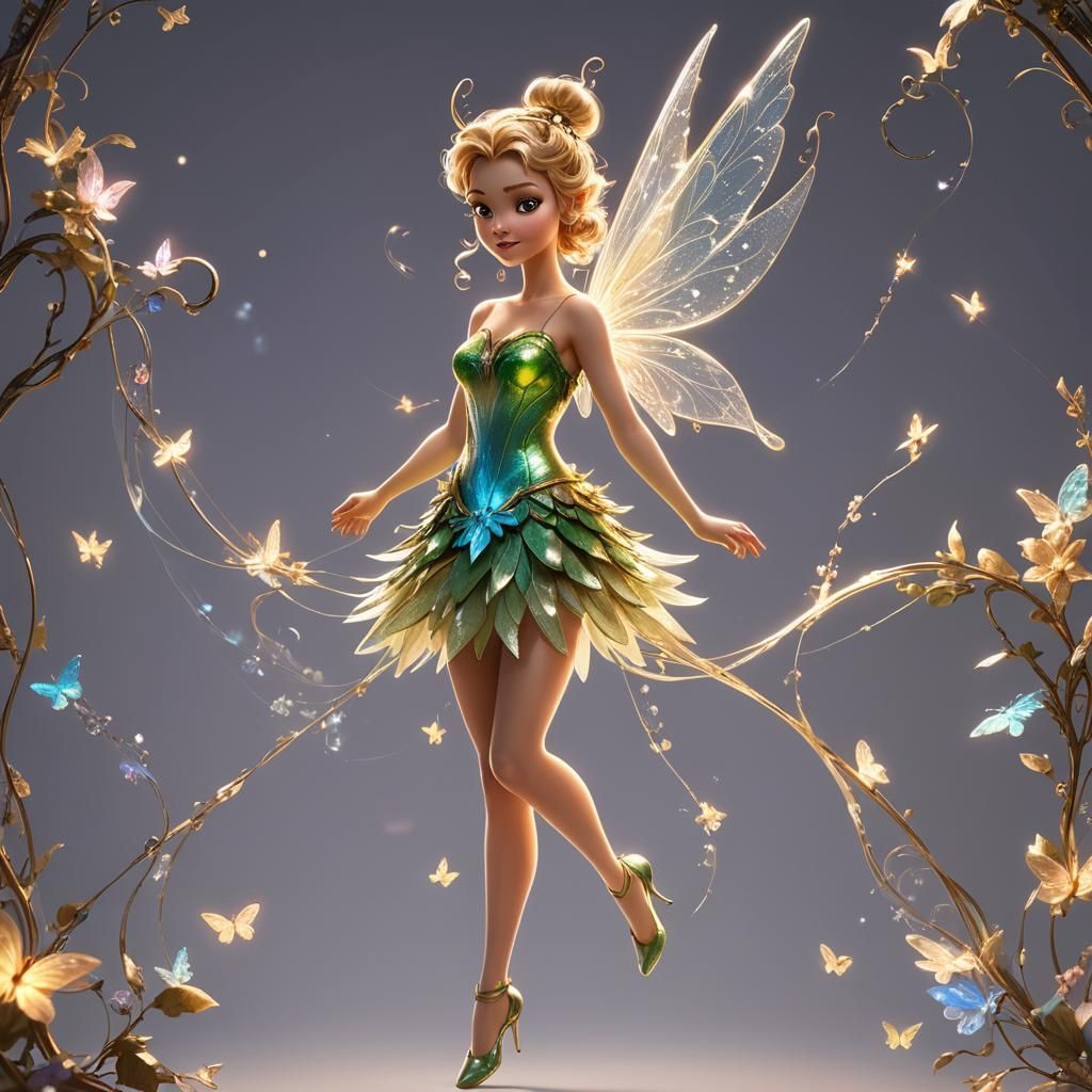 Tinkerbell as Digital Painting with Iridescent Wings