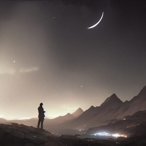 Men Gazing at Stars, Hyperdetailed Digital Art