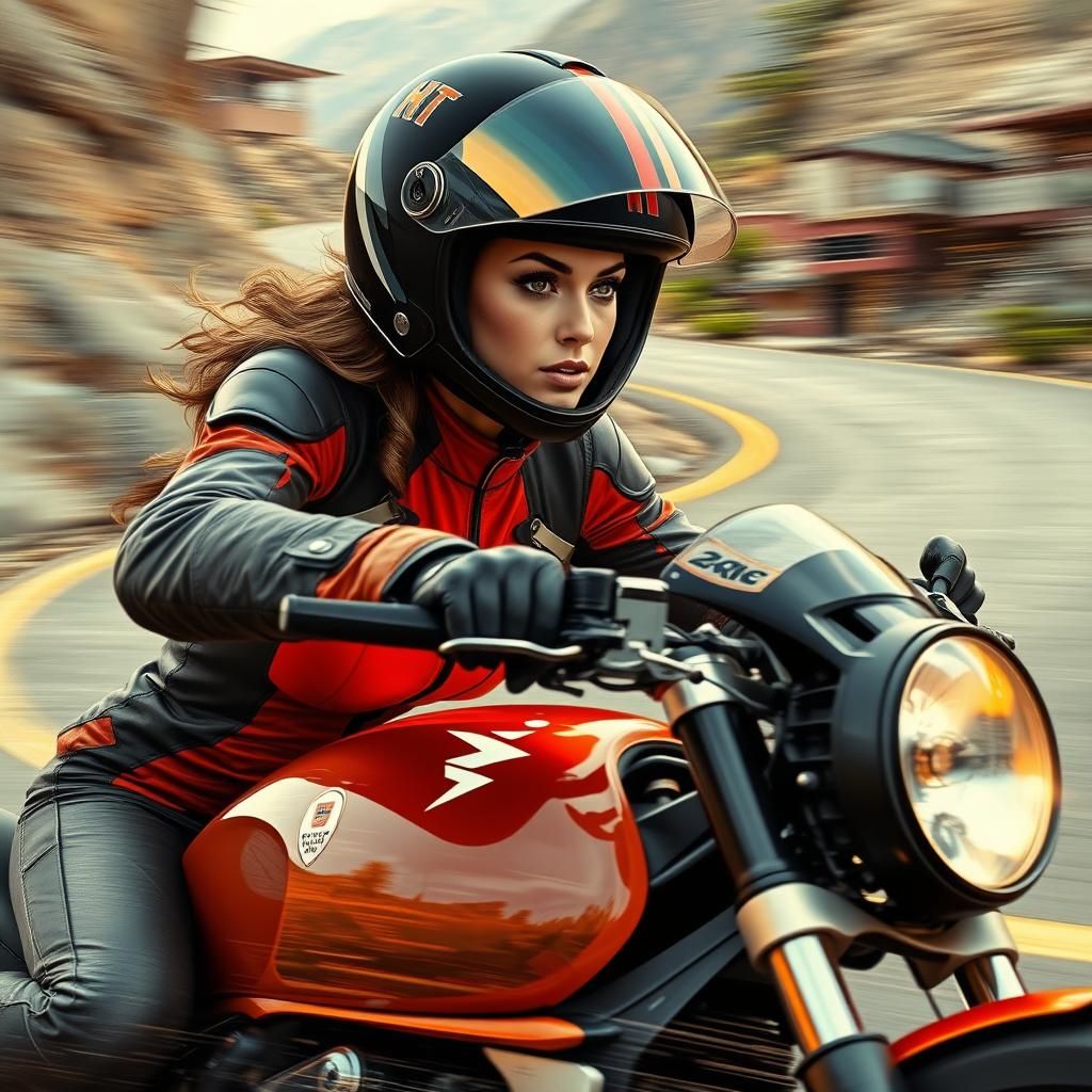 Motorcycle Racer in Dynamic Digital Art Style