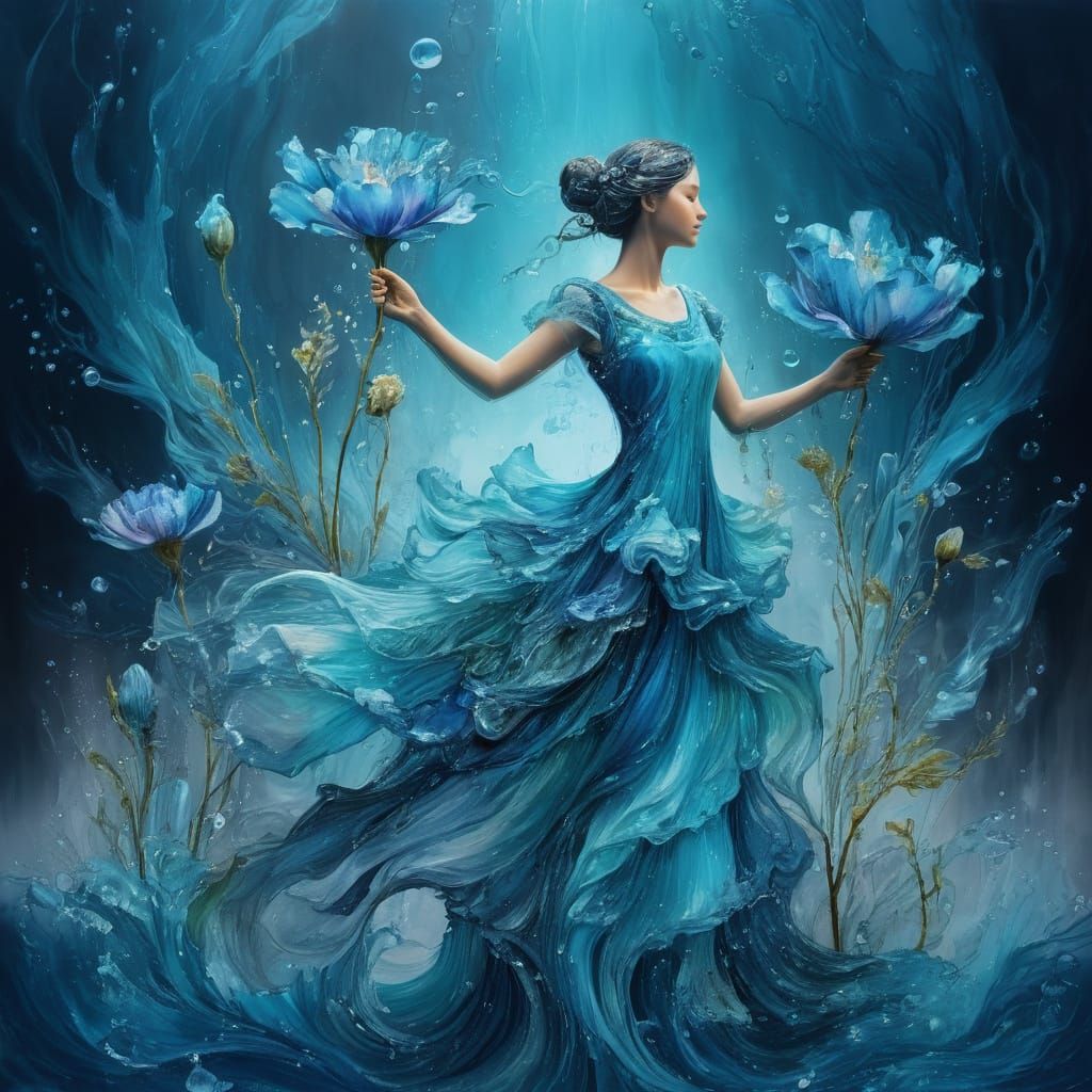 Vibrant Water Flowers in Ethereal Fantasy Style