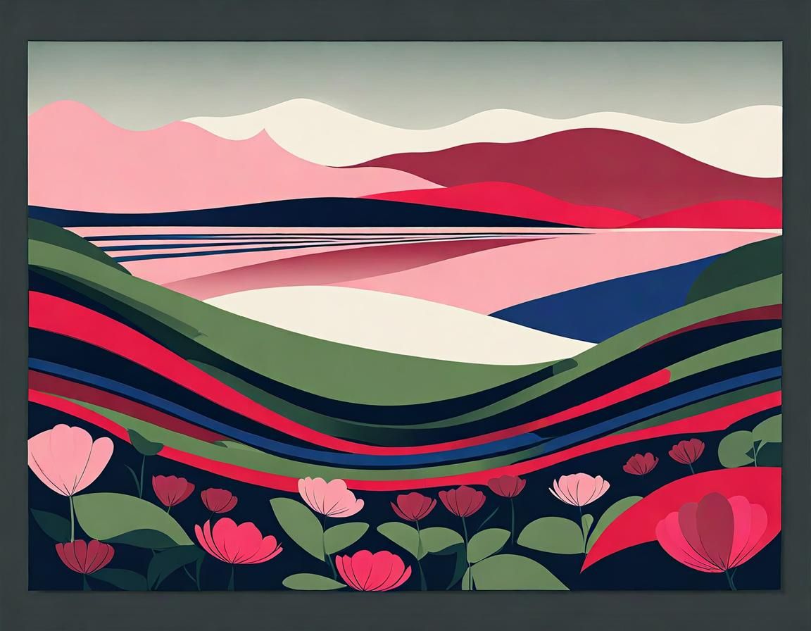 Minimalist Antarctic Landscape in Ukiyo-e Style