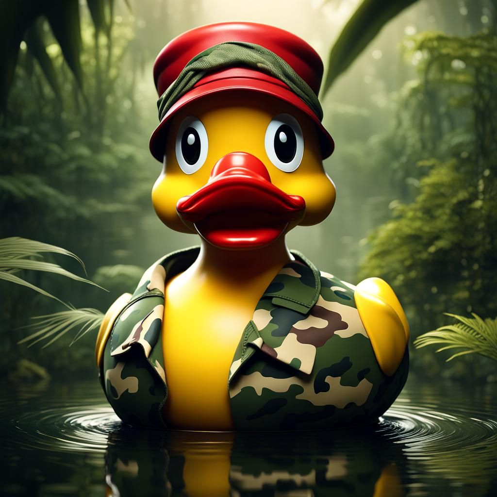 Camouflage Rubber Duck Logo in Detailed Digital Art
