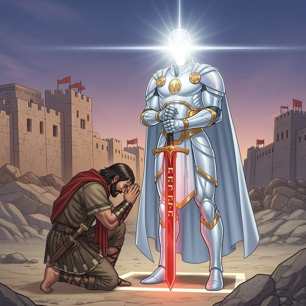 Joshua Worshipping Yahweh in Comic Art Style