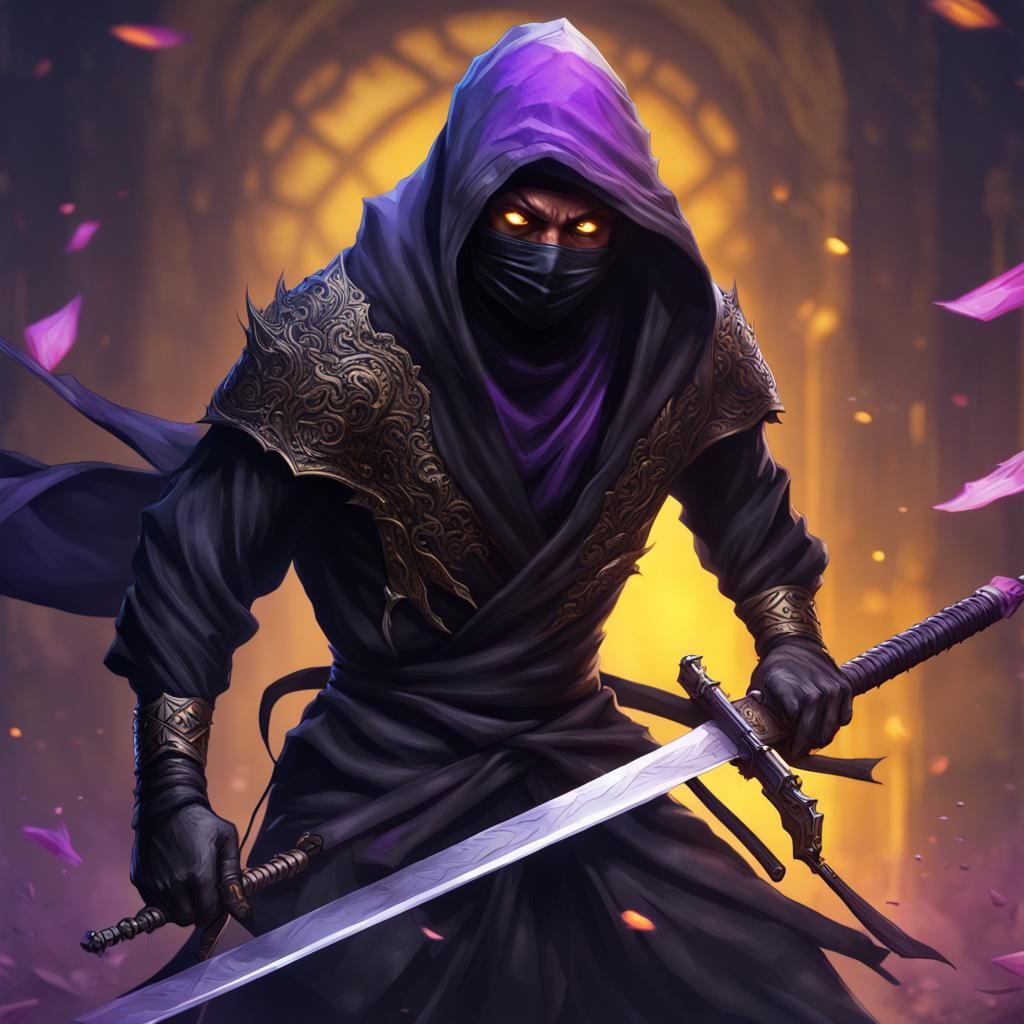 Evil Ninja Warrior with Sword, Dark Fantasy Art