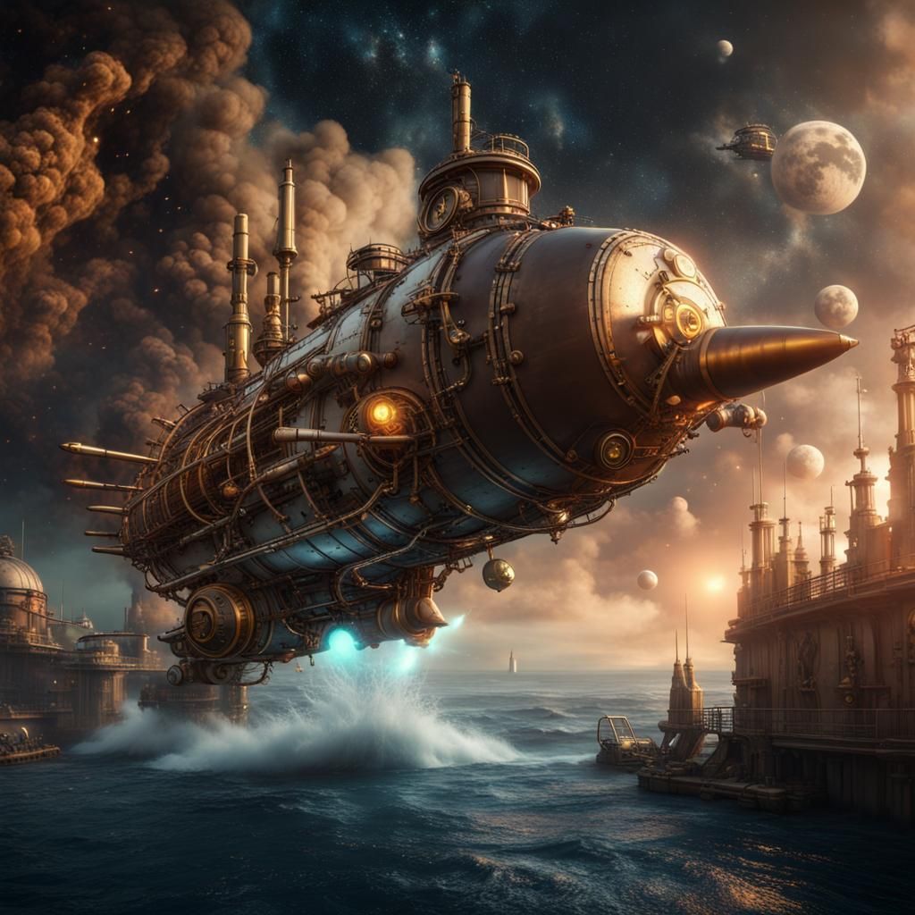 Steampunk Submarine Rockets Through the Stars