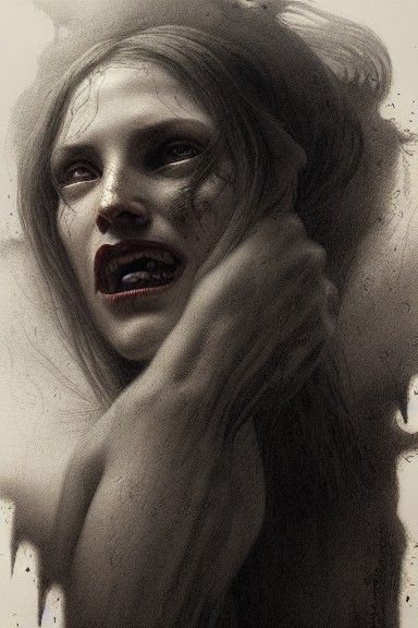 Hyperdetailed Lilith Demon Portrait in Charcoal