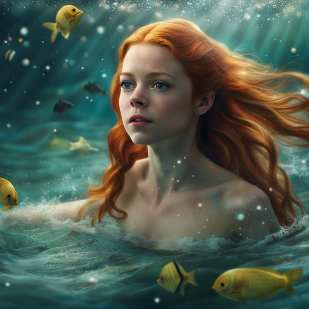Photorealistic Mermaid Portrait in Bright Colors