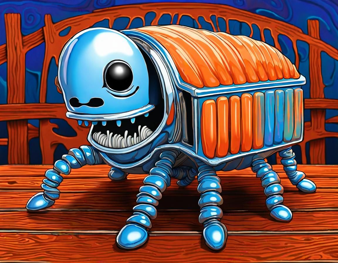 Chrome Isopod's Silent Scream: A Surreal Digital Artwork