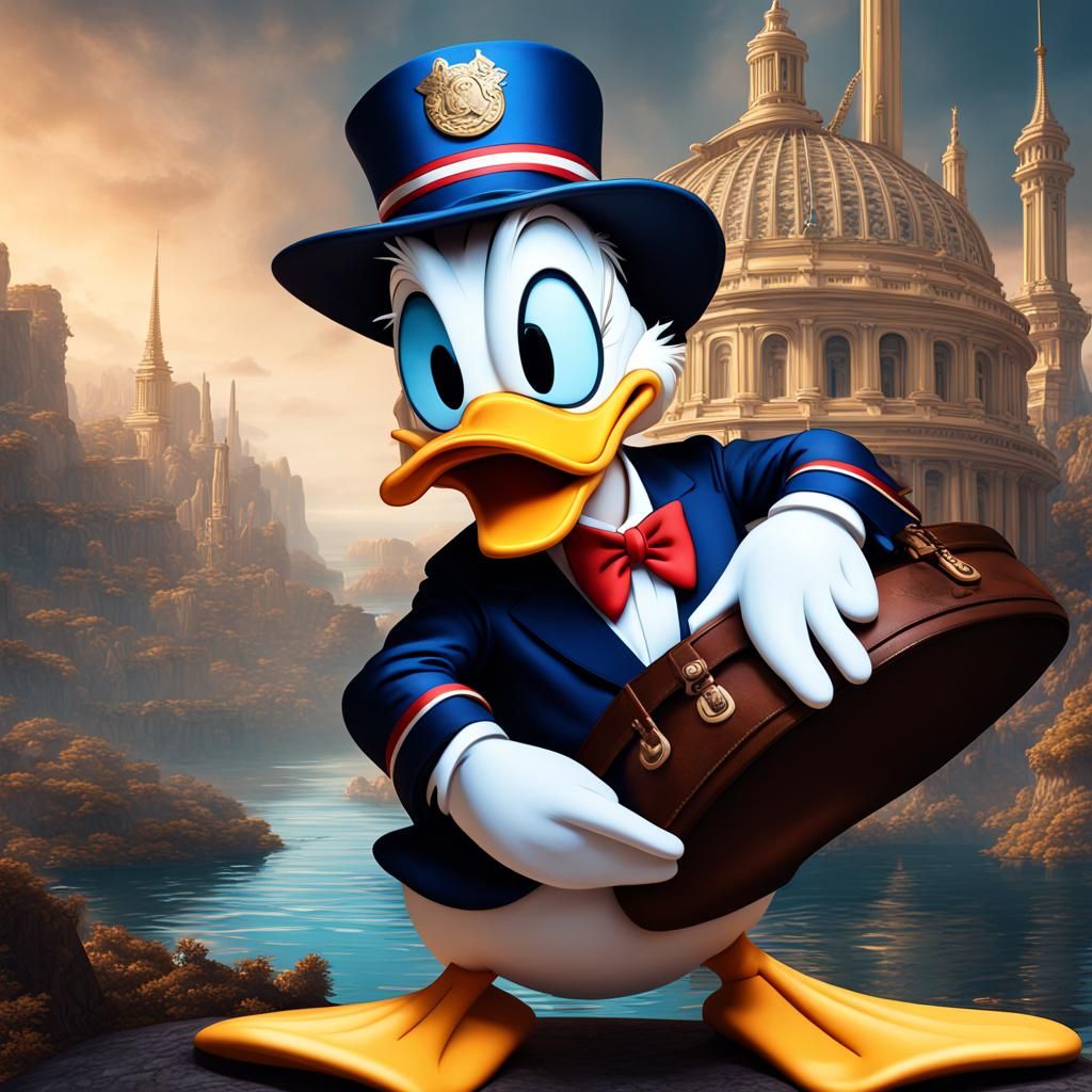 Donald Duck as Donald Trump: Detailed Matte Painting