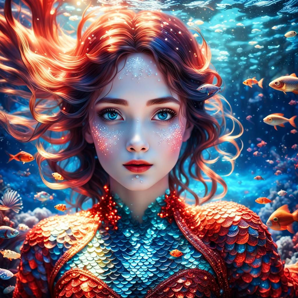 Ocean Mermaid in Hyperrealistic Digital Art