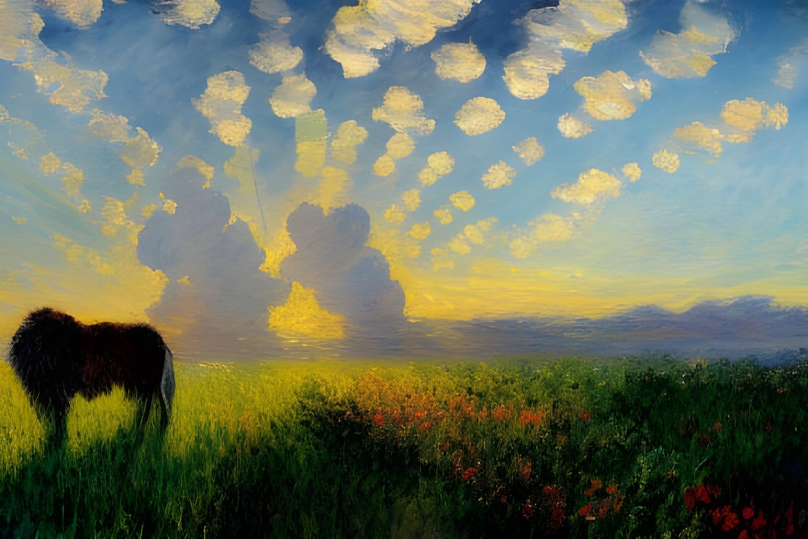 Sunbeams Through White Cumulus Clouds: Vivid Matte Painting