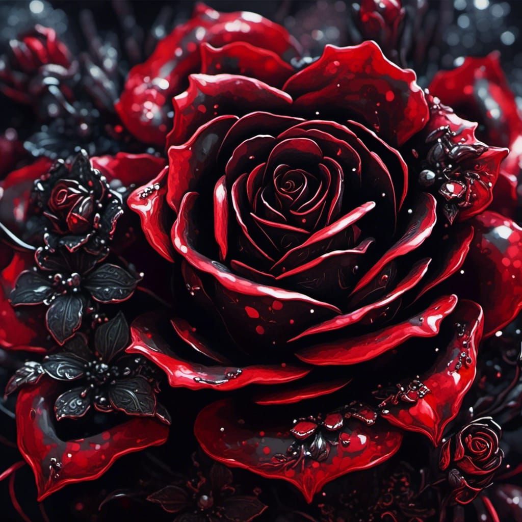 Metal Roses Bouquet in Anime Style