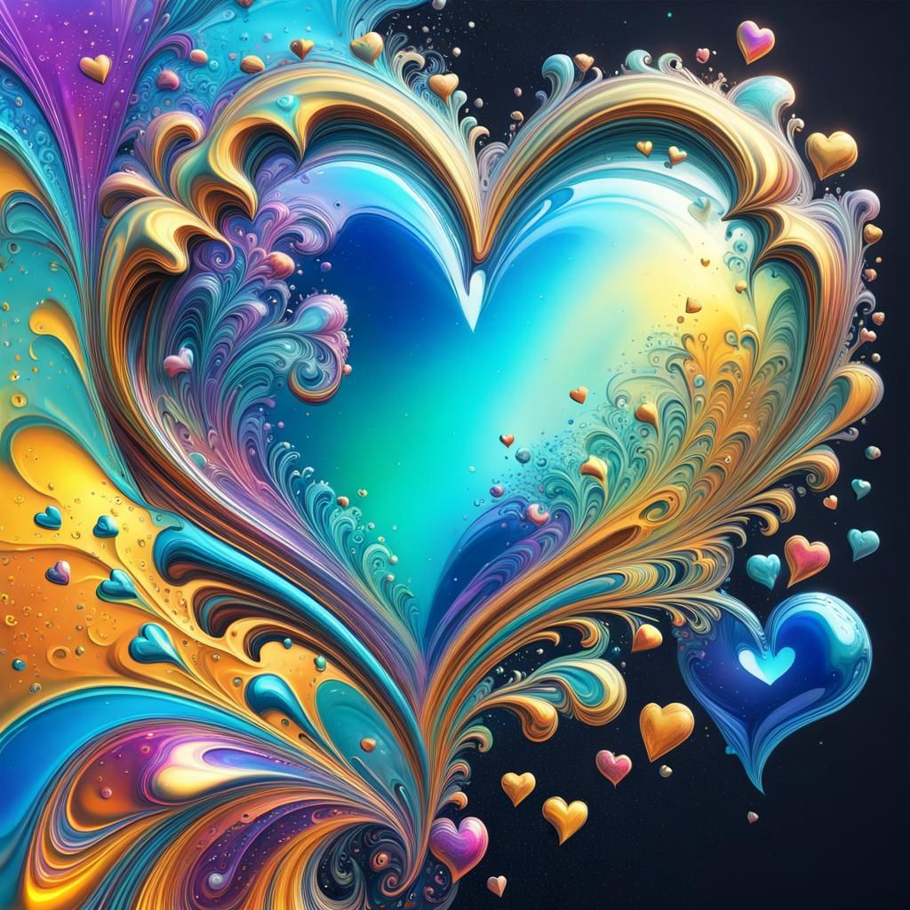 Opalescent Love Heart in Artpunk Style