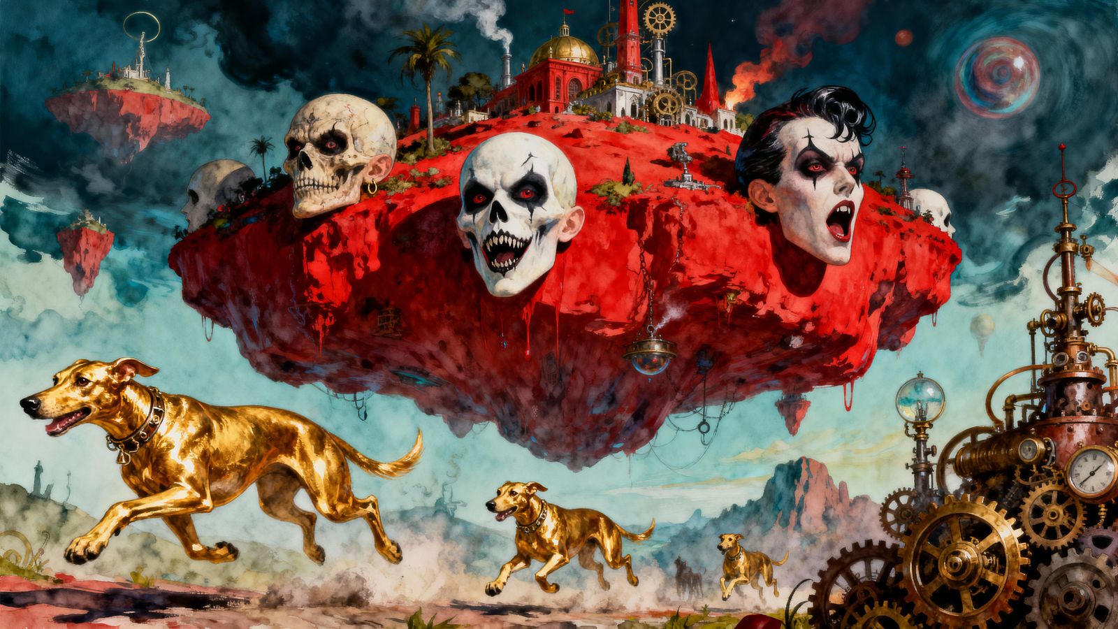 Gothic Talking Heads on Floating Island