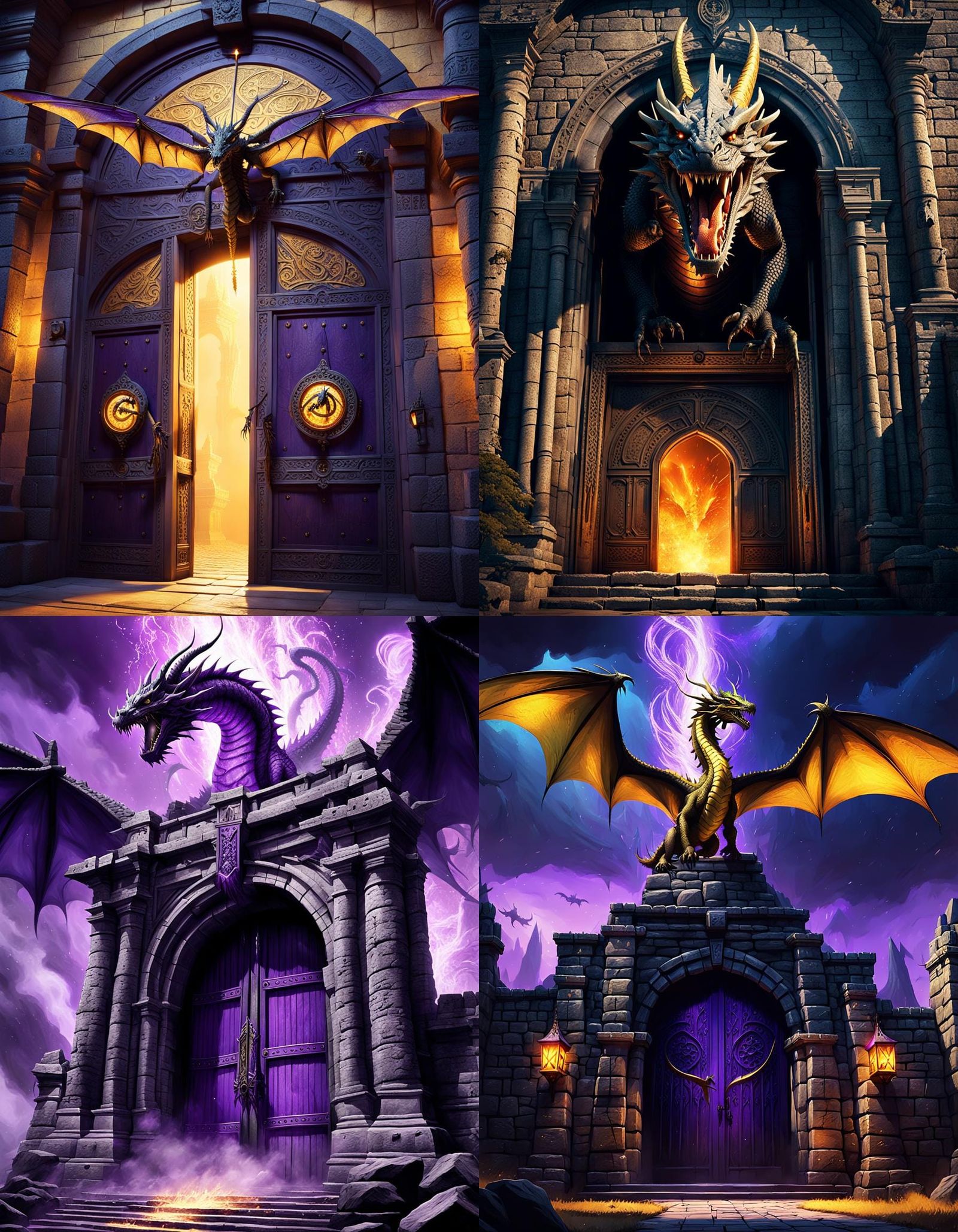 Dragon Over Doorway: Dark Fantasy Concept Art