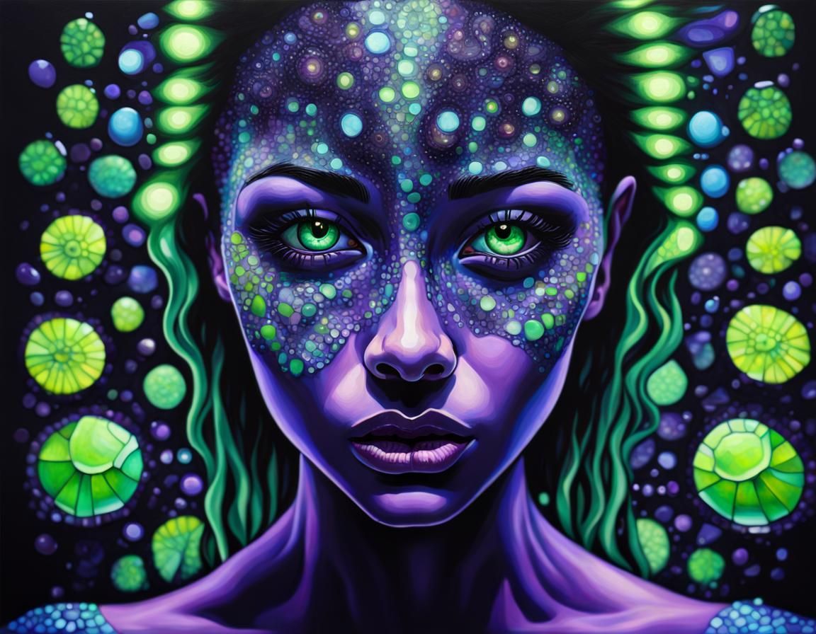 Bioluminescent Underwater Mosaic Concept Art in Black Light