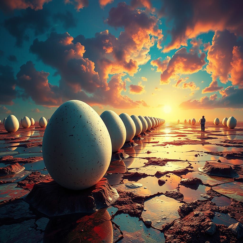 Surreal Egg Restaurant: Vivid Abstract Horizon