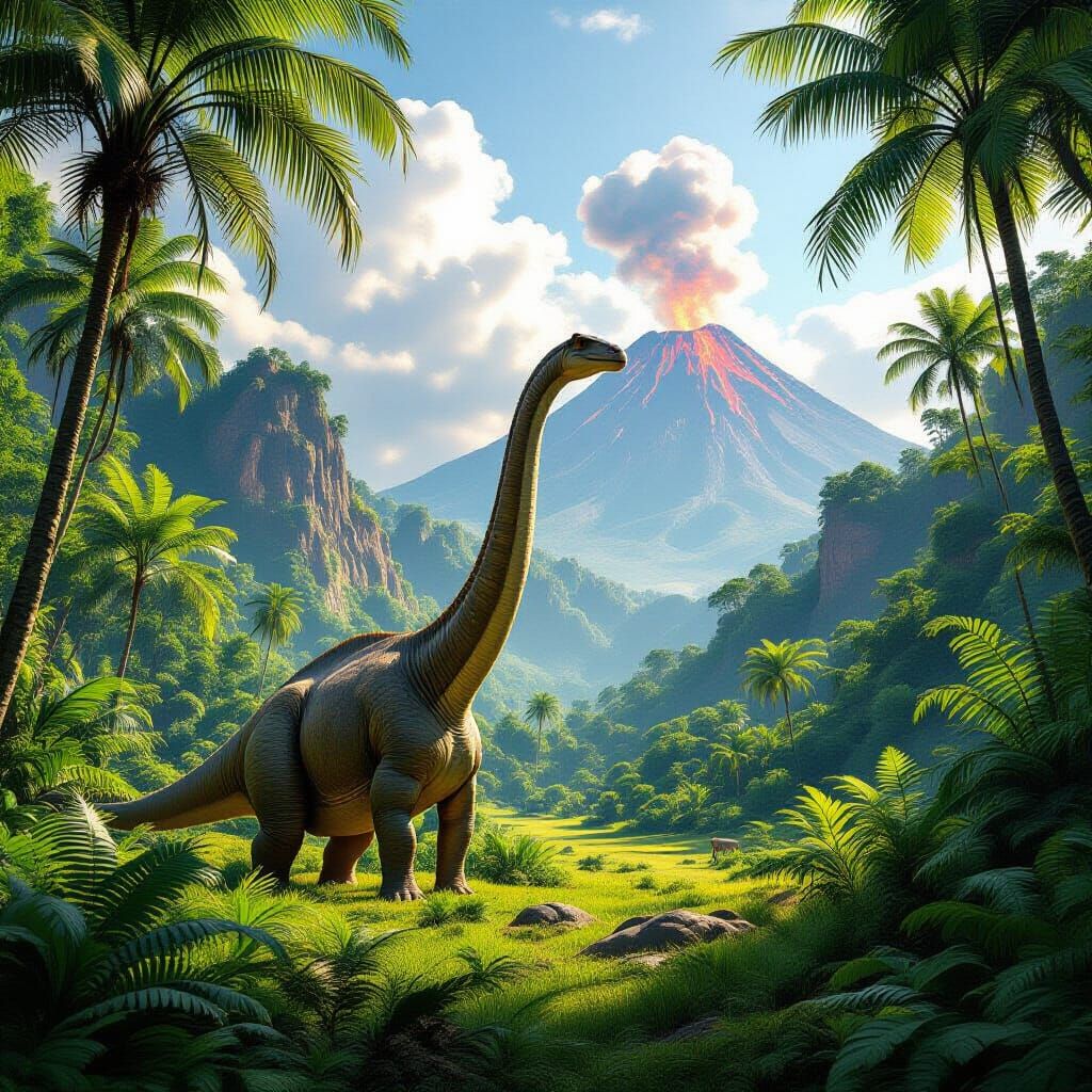 Brachiosaurus in Prehistoric Valley: Photorealistic Renderin...
