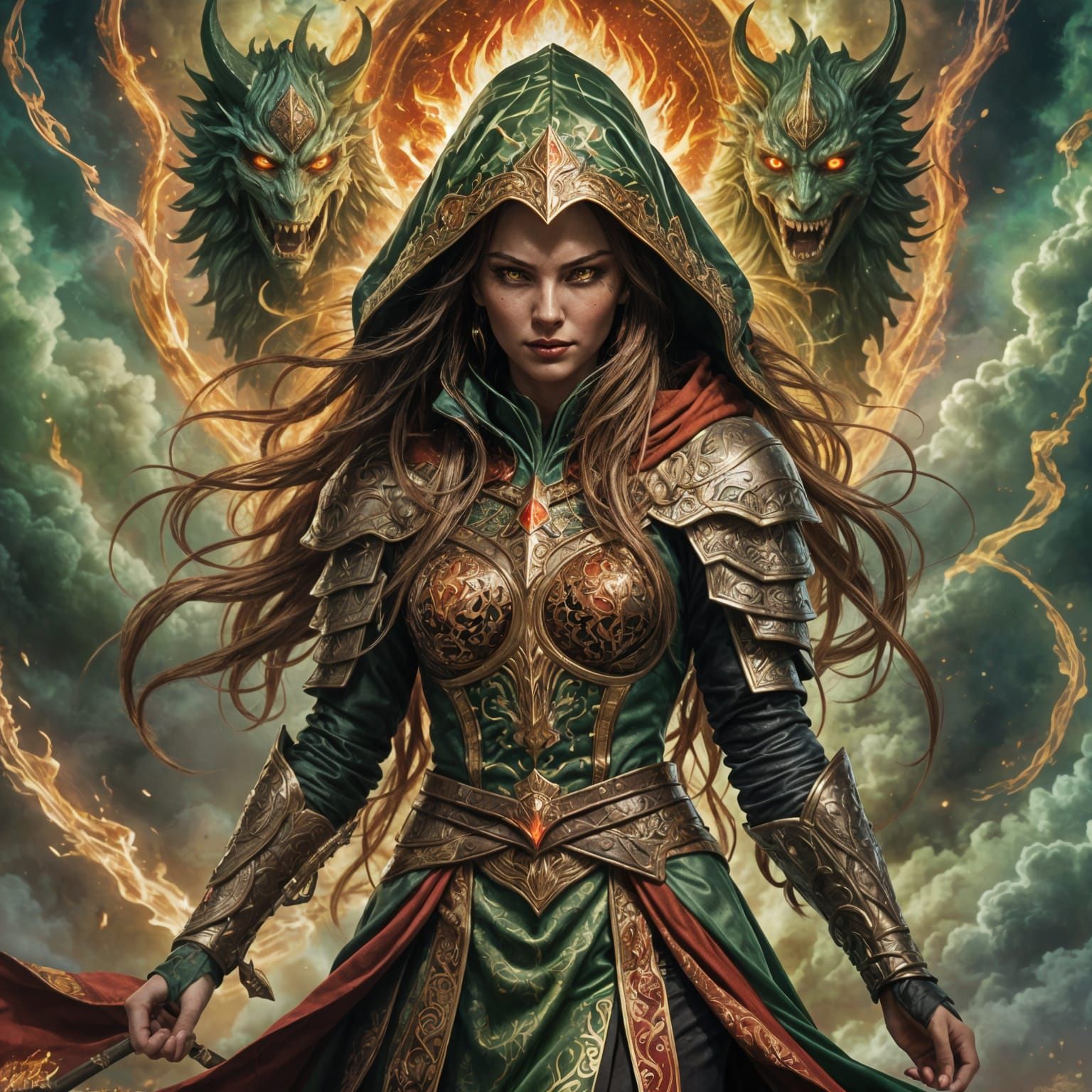 Demonic Warrior in a Night Forest, Hyperrealism