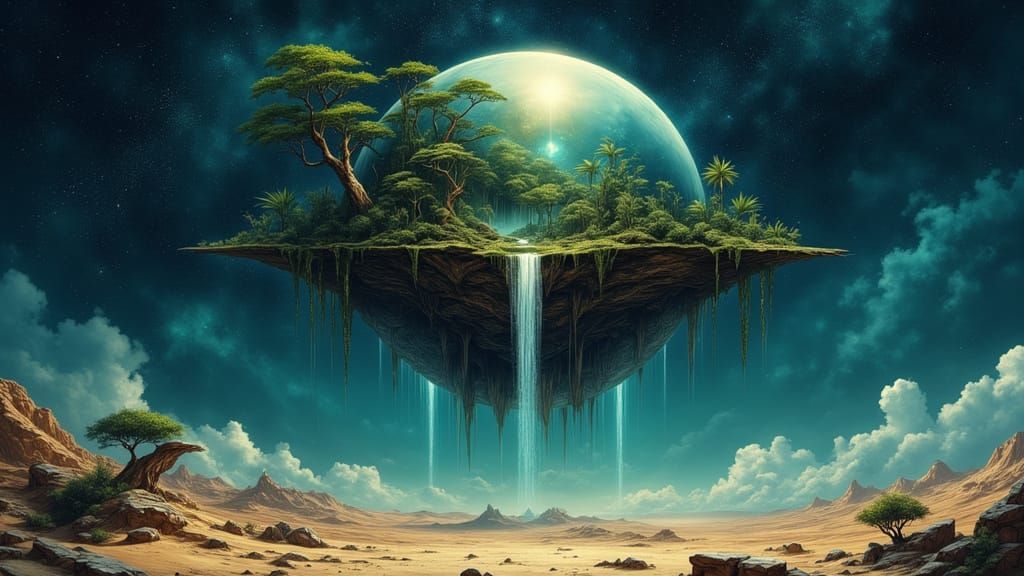 Cosmic Biosphere Seeding Life on Alien Desert Planet