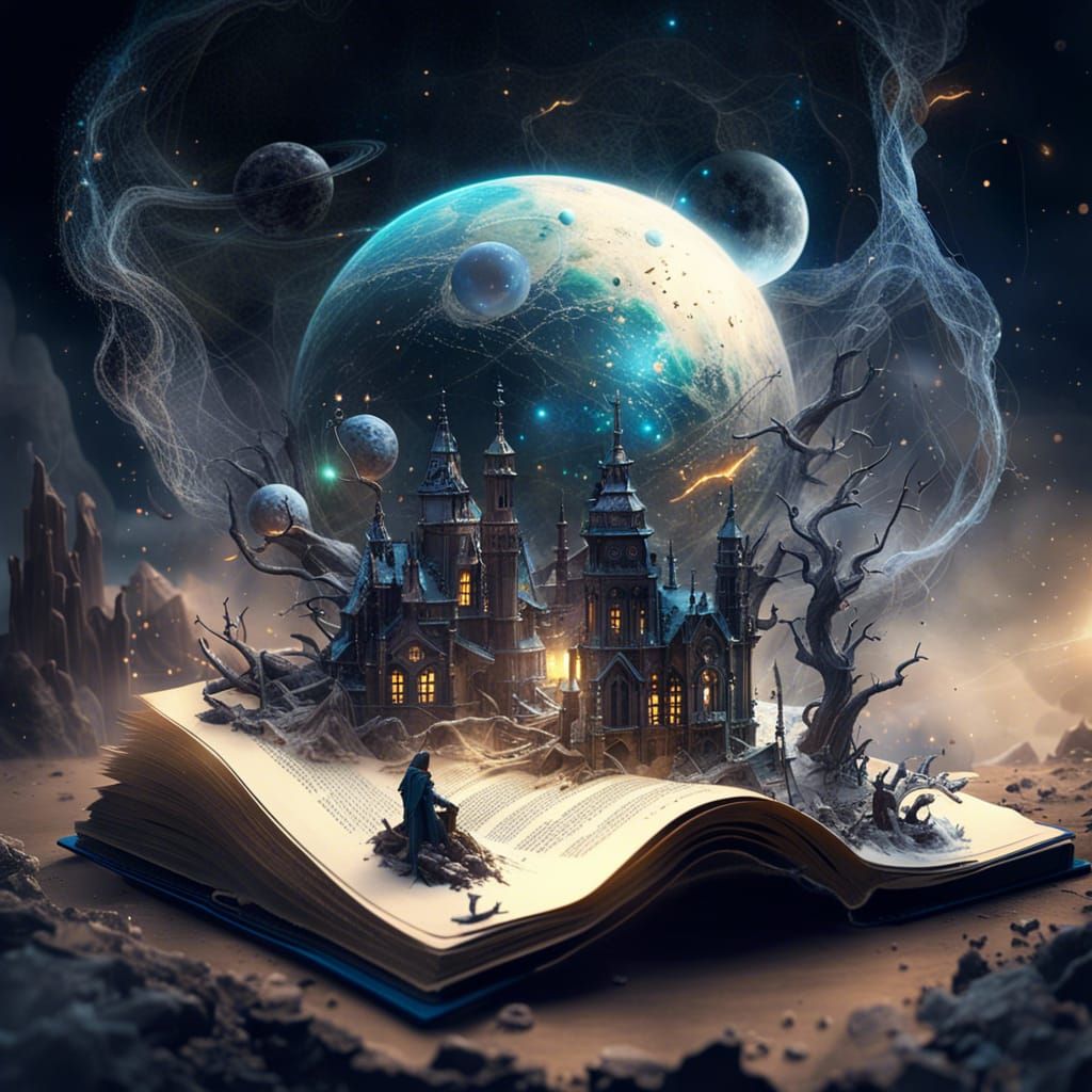 Sci-Fi World Emerges From Book, Digital Art