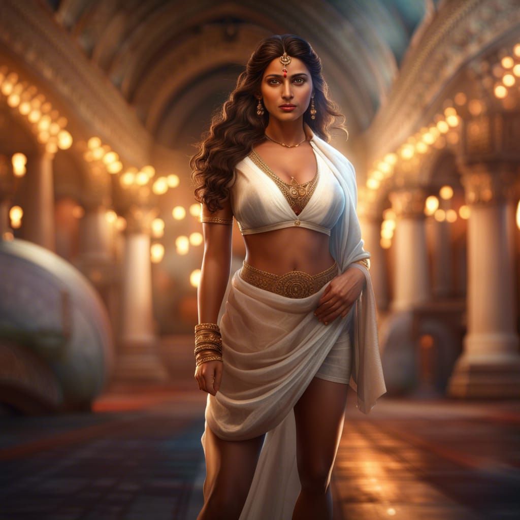 Beautiful North Indian Woman on Beach in Revealing Outfit