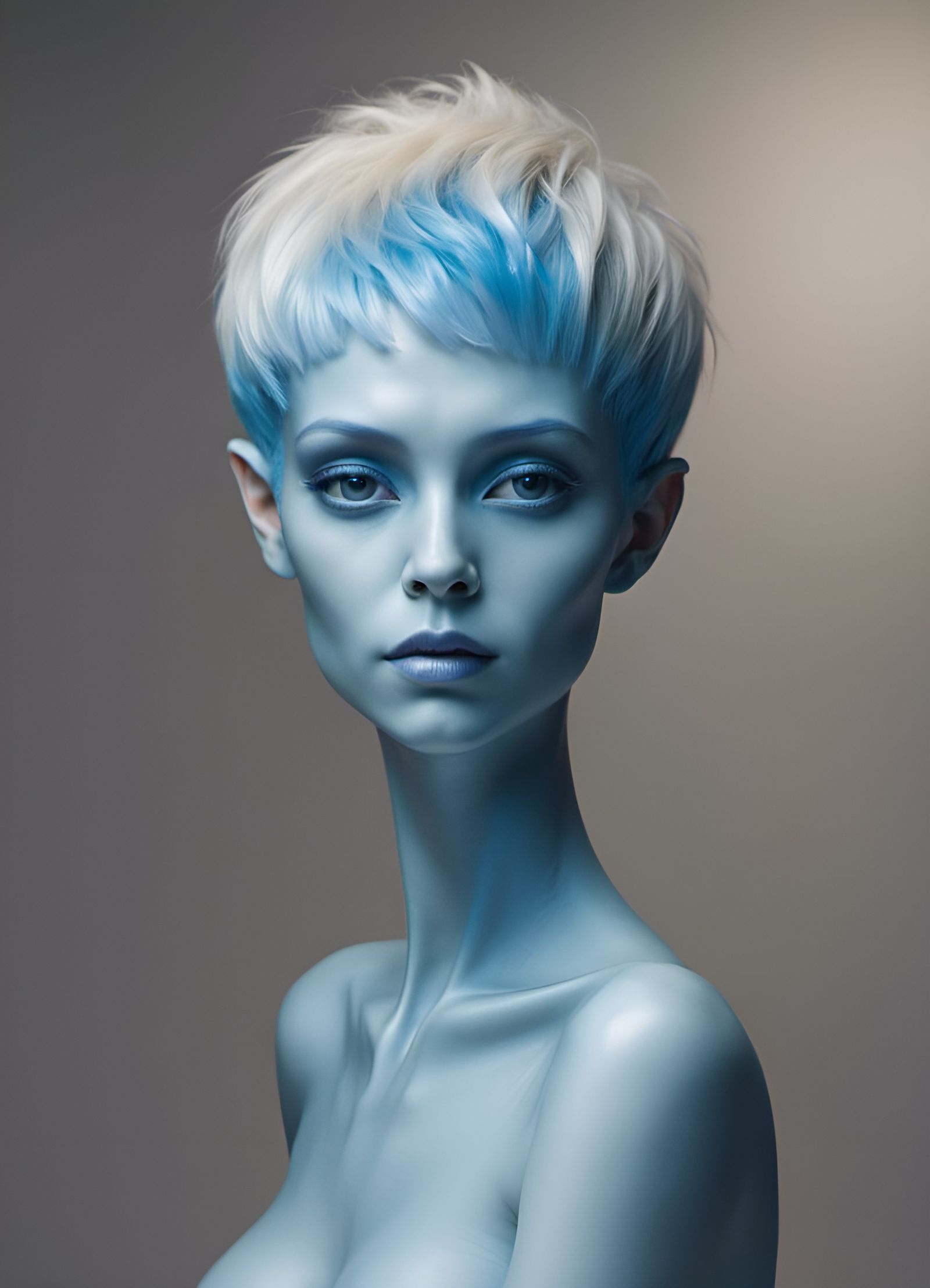 Ultra Realistic Portrait of a Blue Alien Woman