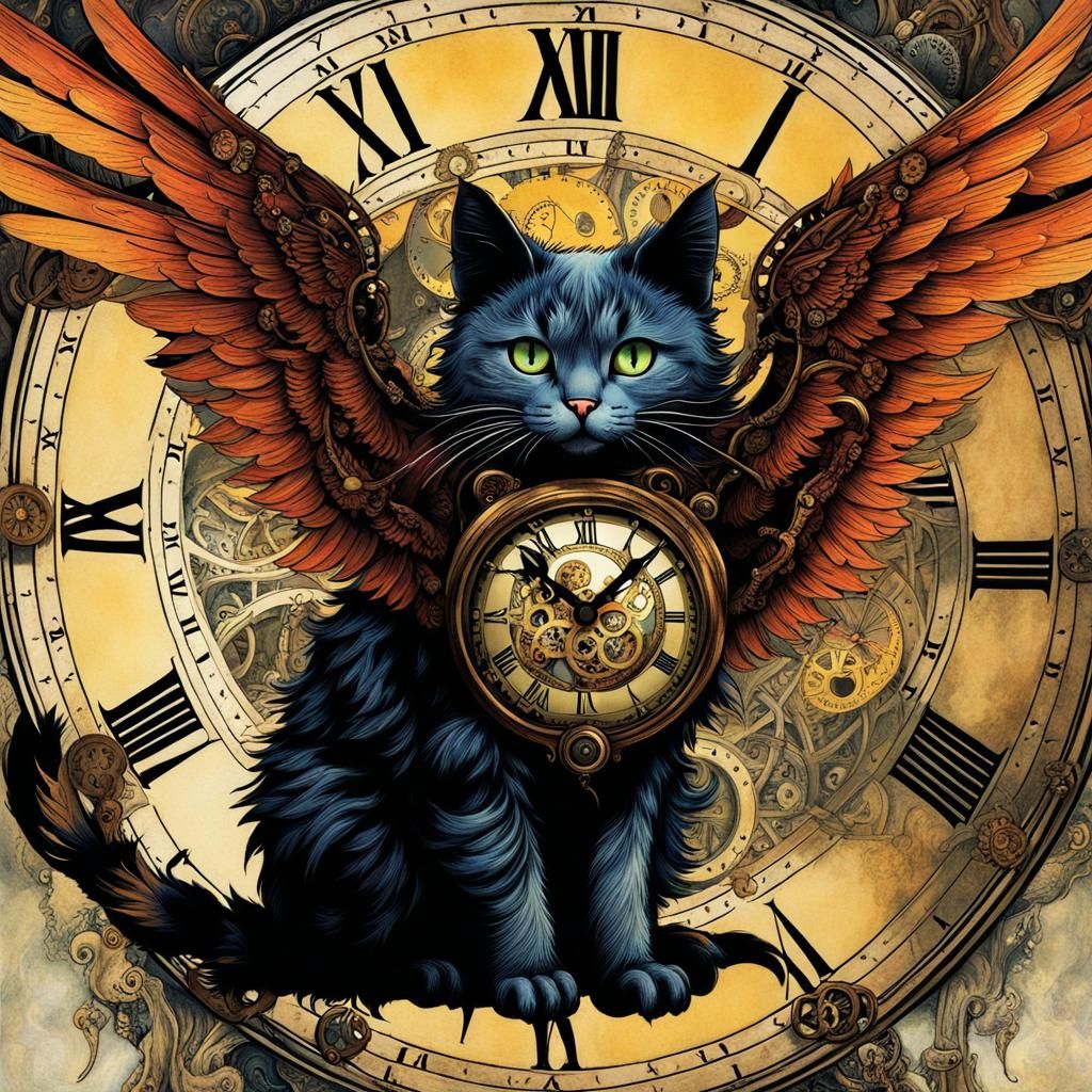 Timeless Feline Arrival in Steampunk Splendor