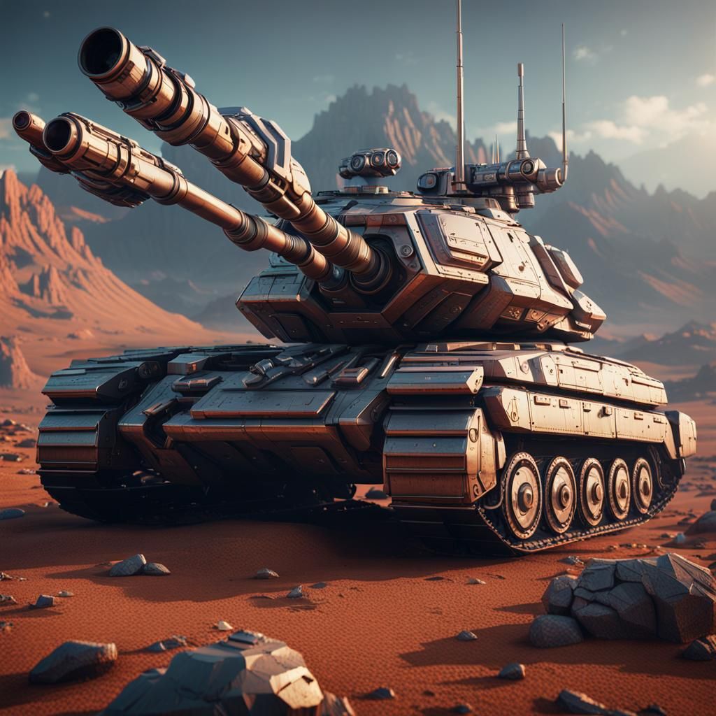 Mountain-Sized Retro Tank in Sci-Fi Invasion