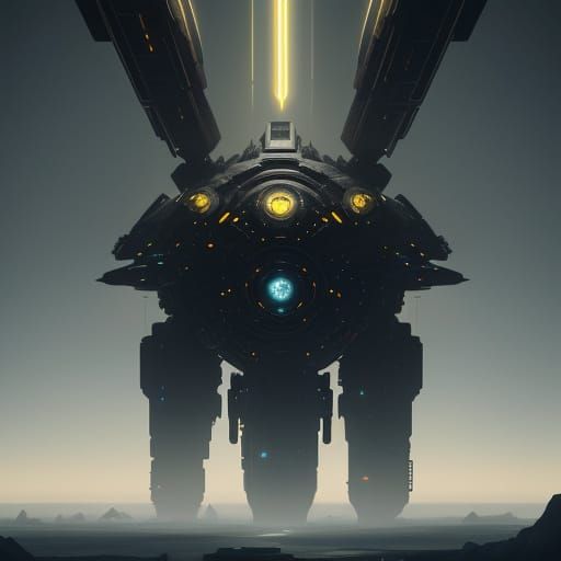 Ethereal Machine God Shimmers in Golden Hour