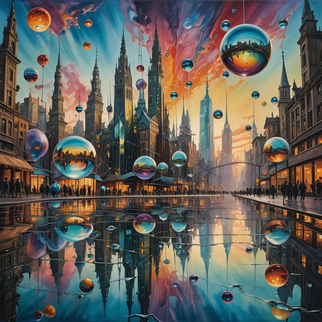 Surreal Glass City in Perpetual Twilight