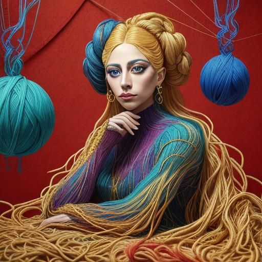 Lady Gaga String Art in Surrealist Style