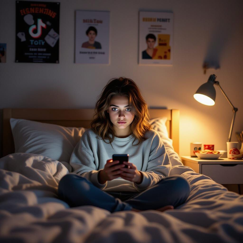 Teenager's Late Night Scroll, Comically Tired